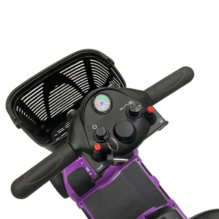 Emotor Battery Powered 4 Wheel Mobility Scooter for Seniors-Electric Scooter with Seat for Adults- Heavy Duty Structure for All Terrain Indoor Outdoor (Purple)