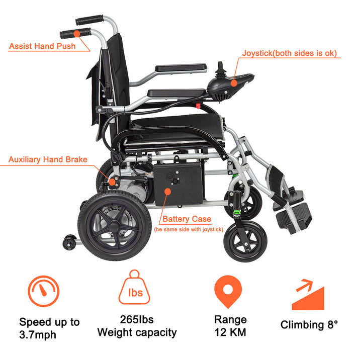 Elifecenter Electric Wheelchair Lightweight Foldable for Adults Seniors, Total Weights 37.5lbs,Weight Capacity 265lbs with Dual Motor Wheelchairs…