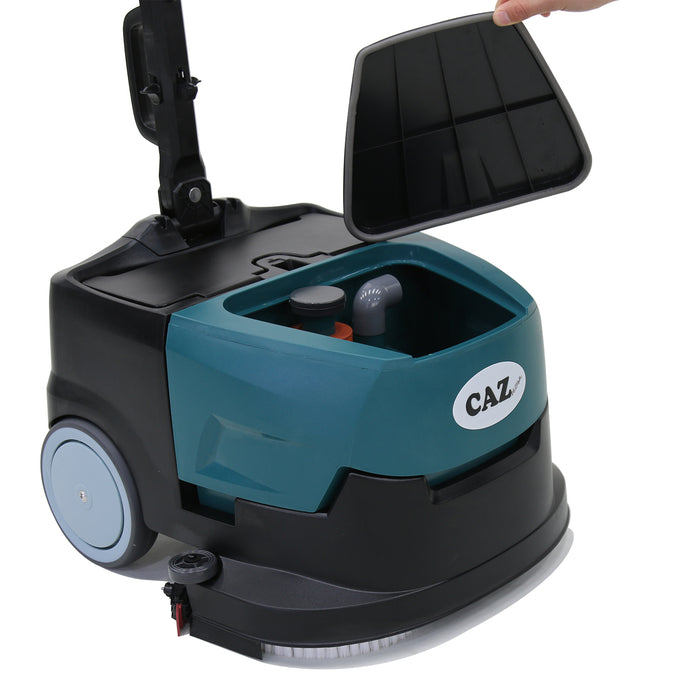 Emotor Commercial 14 Inch Portable Ultra-Lightweight Floor Scrubber Dryer Machine, 100W Dual Brush Tile Cleaning for Villa Office Workplace Restaurant(Total Weights 22lbs)