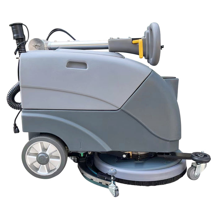 Emotor 15" Foldable Hand Push Walk Behind Floor Scrubber Machine with Brush and 23" Sequeegee, Upgraded Automatical Water Flow