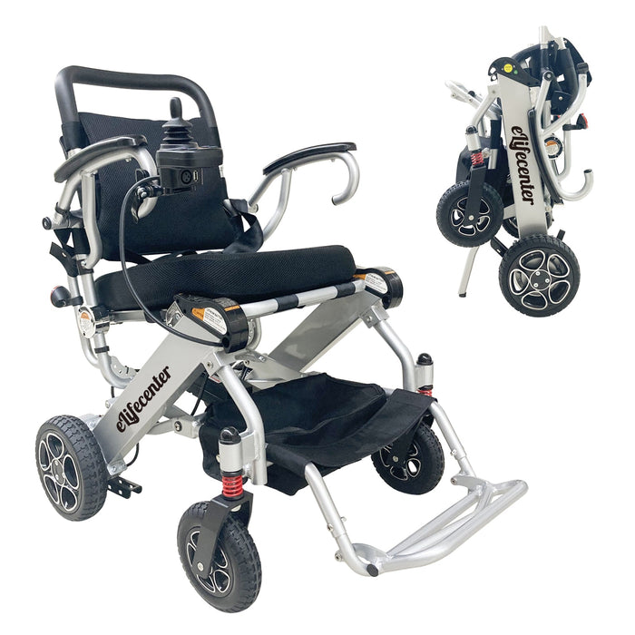 Elifecenter Foldable Electric Wheelchair, 12 Miles Long Range Support, 43lbs Lightweight Compact Portable Air Carry Wheelchairs, 265lbs Max Weight Capacity