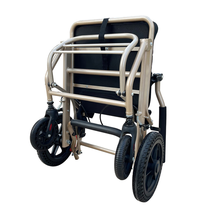Emotor Ultralight Folding Transport Wheelchair with 16" Wide Seat, Aluminium Foldable Portable Transporting Chair Durable for Adults Seniors(Max. 265lbs)