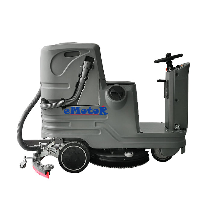E-MOTOR Commercial 21" Ride-On Driving Floor Scrubber Machine with 38" Squeegee for Plaza/Airport/Parking Lot