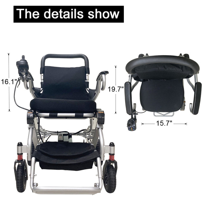 Elifecenter Foldable Electric Wheelchair, 12 Miles Long Range Support, 43lbs Lightweight Compact Portable Air Carry Wheelchairs, 265lbs Max Weight Capacity