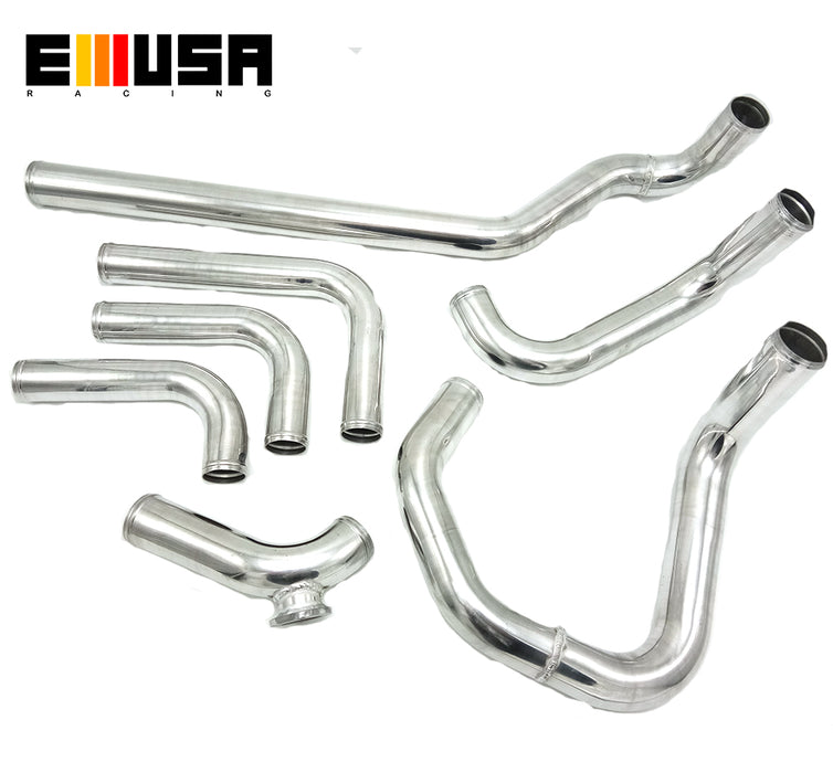 Emusa 2.25" OD Aluminium Intercooler Piping +4 ply Silicone Couplers+SS T bolt Clamp Fit for 2002-2006 Acura RSX DC5 Only