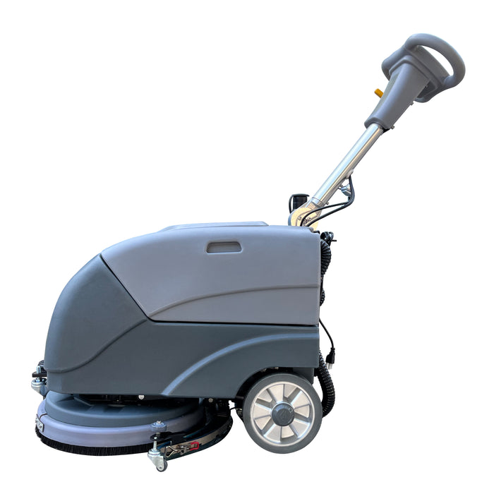 Emotor 15" Foldable Hand Push Walk Behind Floor Scrubber Machine with Brush and 23" Sequeegee, Upgraded Automatical Water Flow