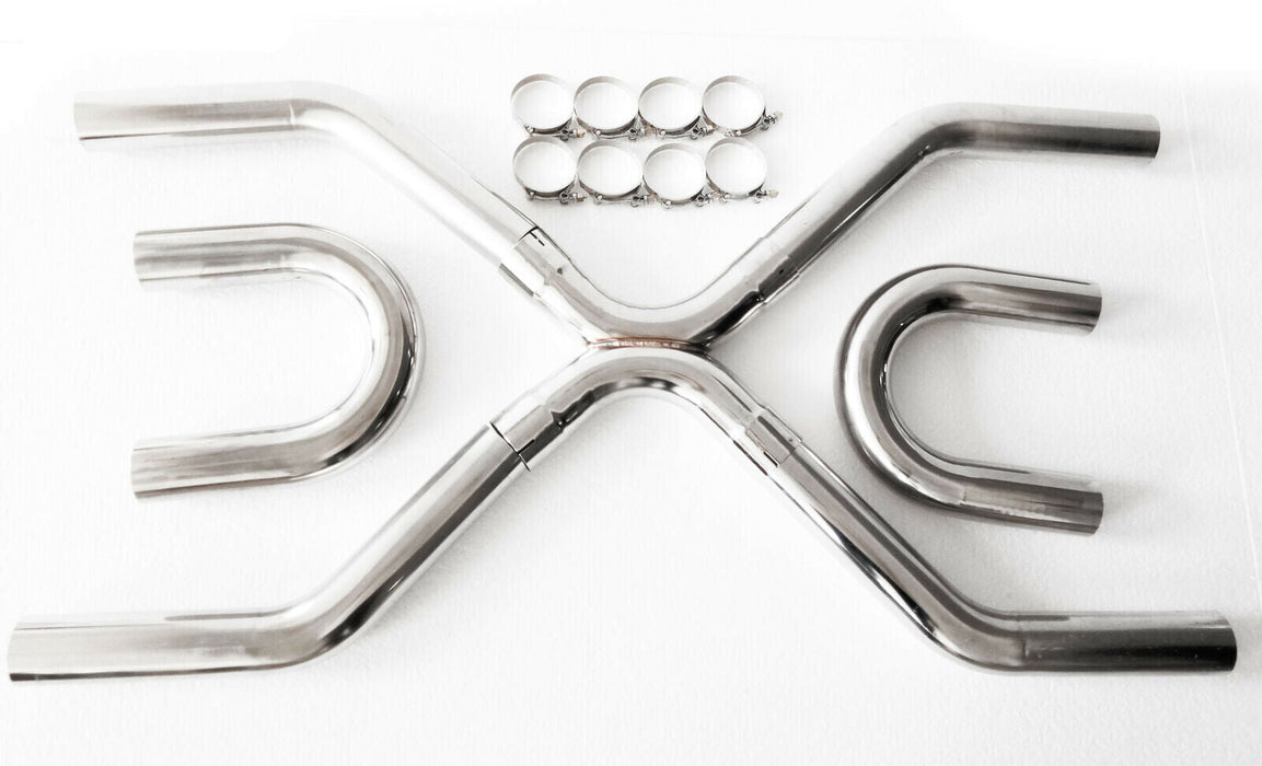 Emusa Universal 2.5" Stainless SteelExhaust System Builder X-Pipe Tubing Kits for LS Engine Swap