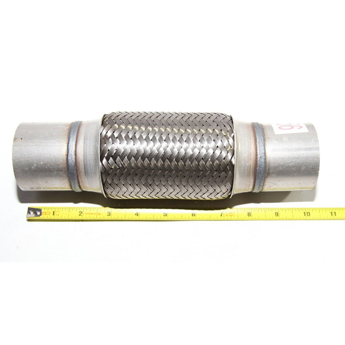 Emusa 2 1/4 Inch Exhaust Pipe Connector 2.25" ID w/6" Double Braided SS Flex Pipe 10" Overall Length