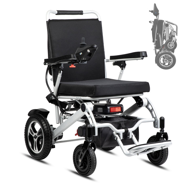 Foldable Electric Wheelchair – 15 Mile Range, 12Ah Detachable Battery, Dual 250W Motor, Max 330lbs Capacity Aluminum Frame