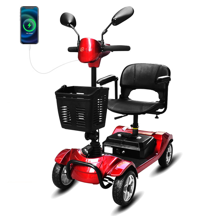 Elifecenter 4 Wheel Mobility Scooter for Adults - 12V 12AH Battery Powered 12.4 Miles Range-330 lbs Weight Capacity Support Safety for Seniors-Rearview Mirrors Included