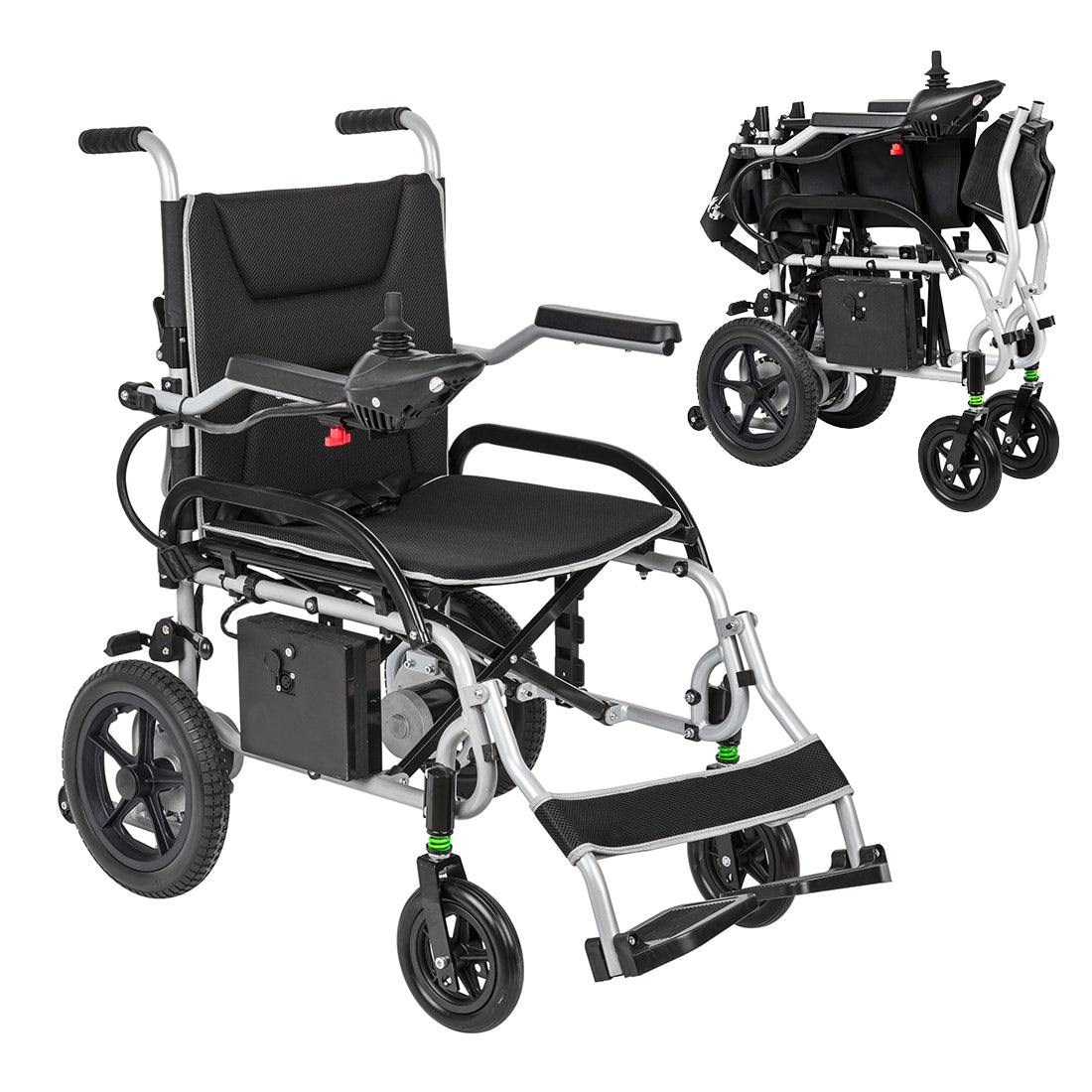E-Motor EM-265 Lite Foldable Electric Wheelchair - Lightweight, Dual Motor, Battery Included