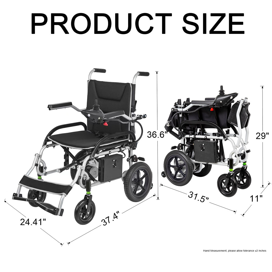 E-Motor EM-265 Lite Foldable Electric Wheelchair - Lightweight, Dual Motor, Battery Included