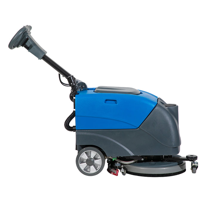 Emotor 15" Foldable Hand Push Walk Behind Floor Scrubber Machine with Brush and 23" Sequeegee