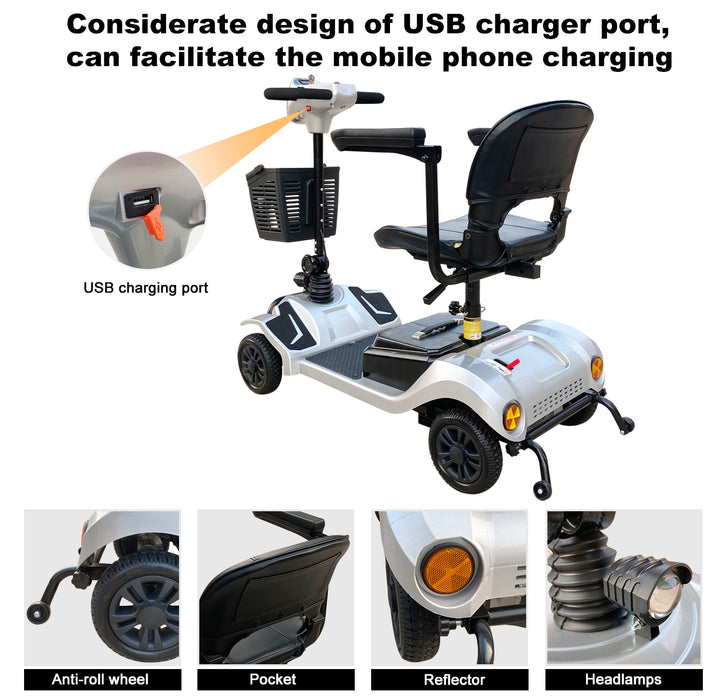 Elifecenter 330lbs Mobility Scooter for Seniors Elderly Adults, 250W Strong Motor w/ Stable 4 Wheels Scooter for Outdoor Driving