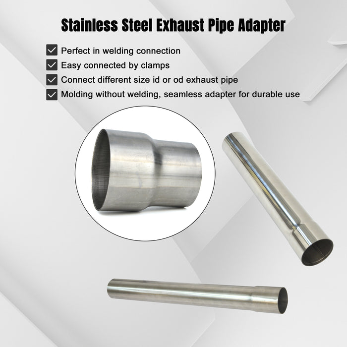 Elifecenter Universal ID 2.5 Inch to OD 3 Inch Exhaust Adapter, Stainless Steel Exhaust Coupler(2 1/2" ID to 3" OD), Pipe Adapter Whole Length 3.6 Inch