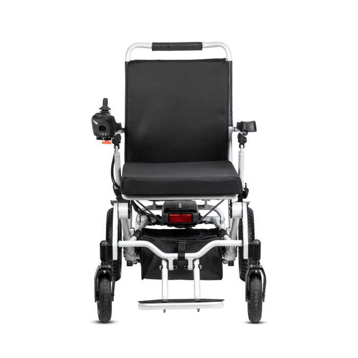 Foldable Electric Wheelchair – 15 Mile Range, 12Ah Detachable Battery, Dual 250W Motor, Max 330lbs Capacity Aluminum Frame