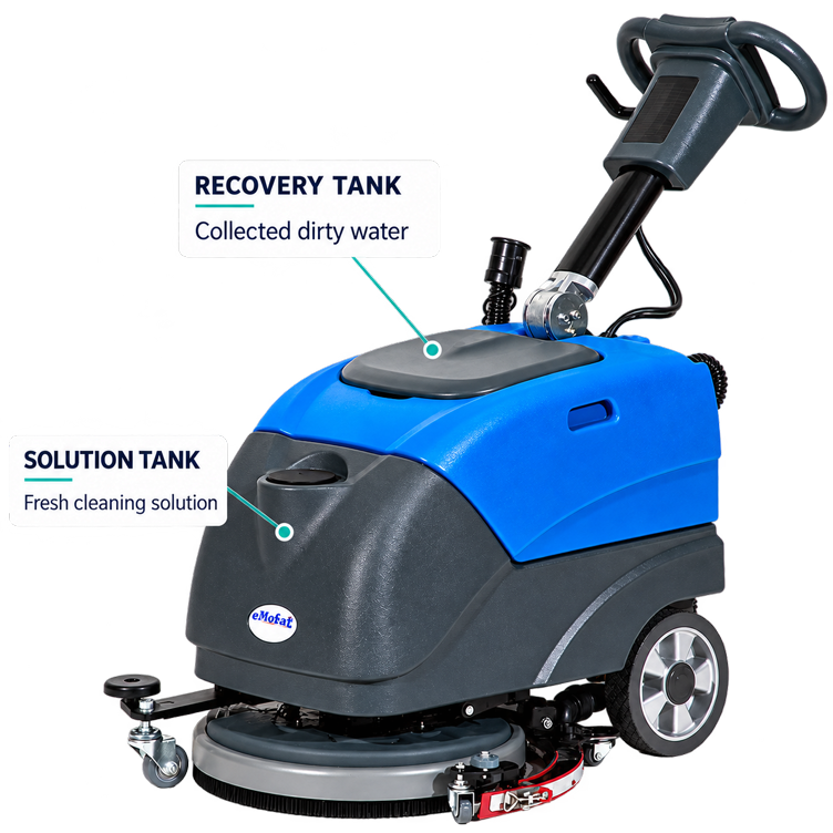 E-Motor 300 with blue upper recovery tank and charcoal lower solution tank