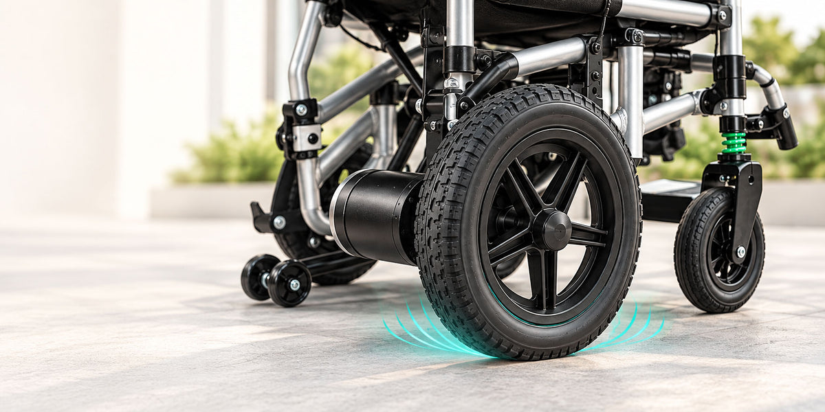 EM-265 magnesium-alloy rear wheel and front caster