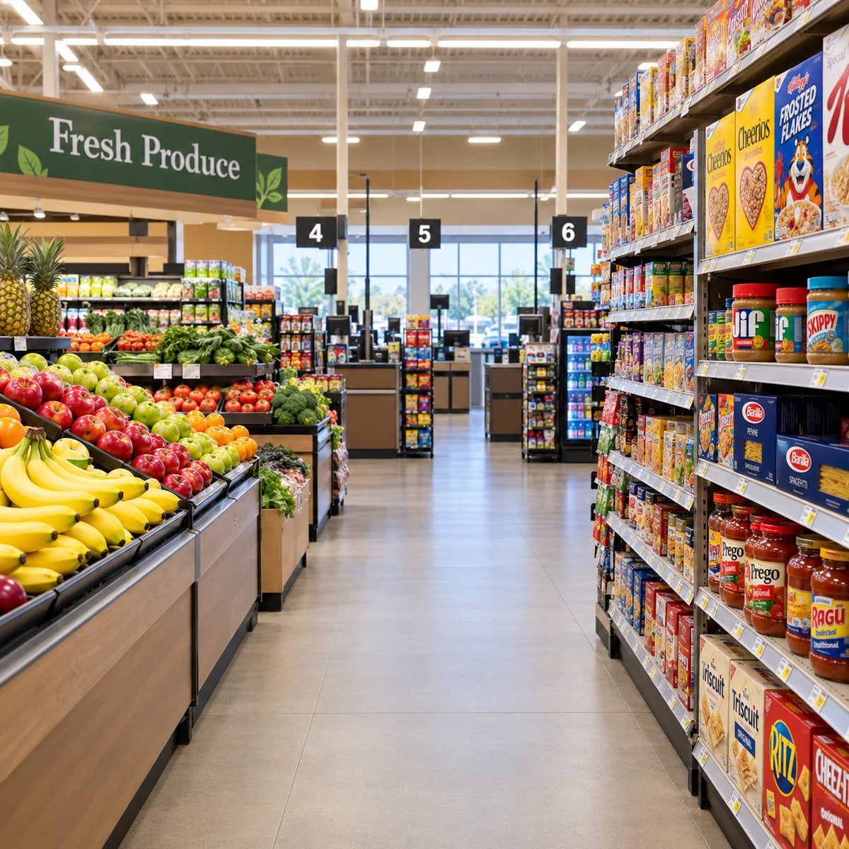Illustrated retail with sealed hard floor