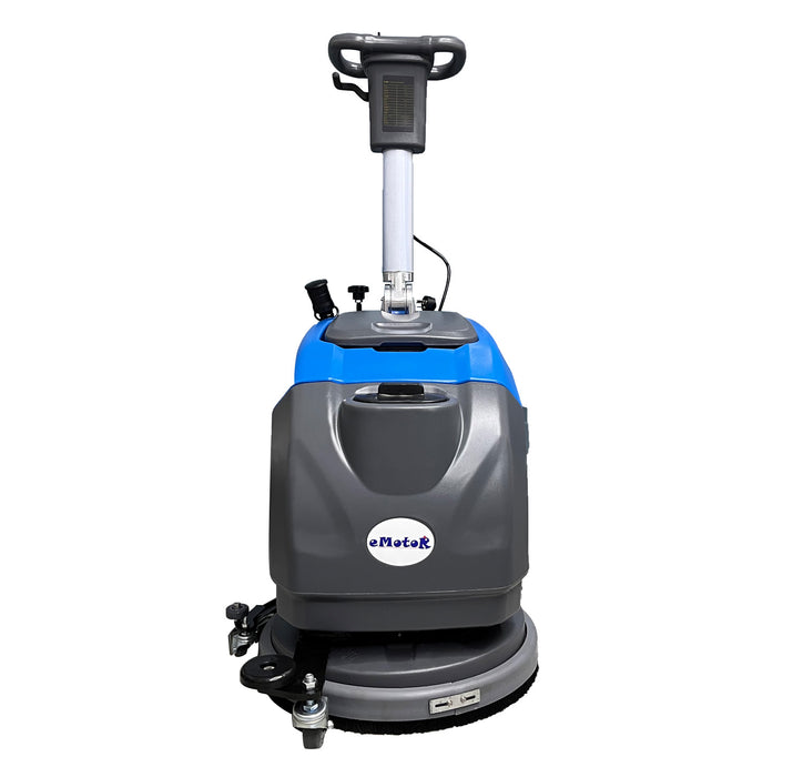 Emotor 15" Foldable Hand Push Walk Behind Floor Scrubber Machine with Brush and 23" Sequeegee