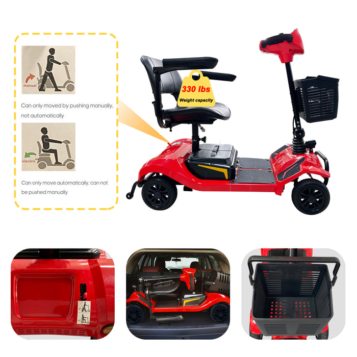 Elifecenter Electric 300lbs Mobility Scooter for Seniors, 250W Strong Motor with Stable 4 Wheels Scooter for Outdoor Driving, 13 Miles Long Range Supported