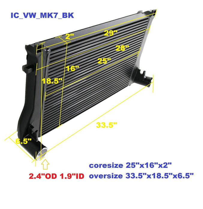 Emusa Black Tube Intercooler Fit Audi A3/S3 / VW Golf GTI MK7 EA888 1.8T 2.0T TSI