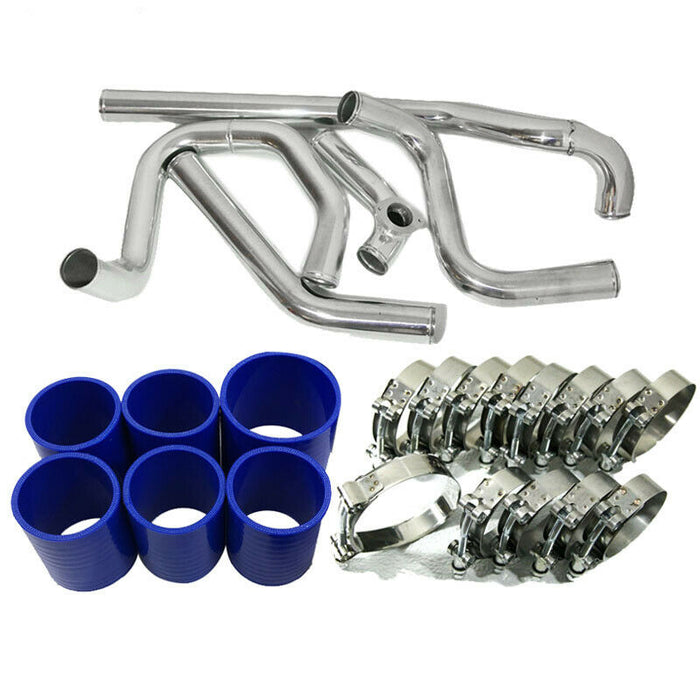 Emusa Intercooler Charge Pipe Kit For 2002-2005 Honda Civic Aluminum Polished Piping